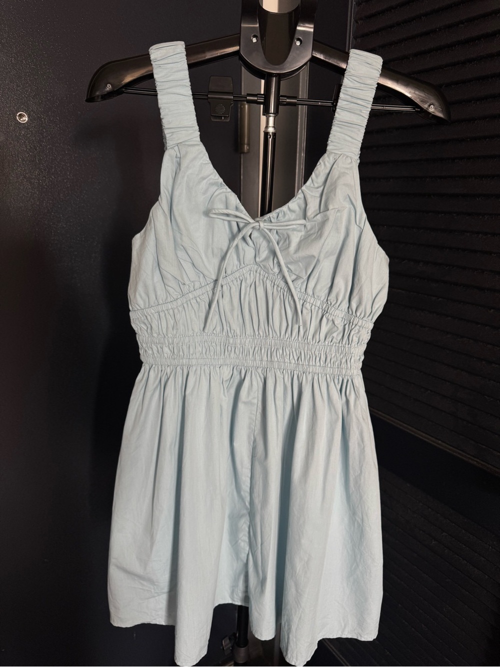 NWT ASOS DESIGN Light Blue Cotton Smocked Mini Dress Size 8